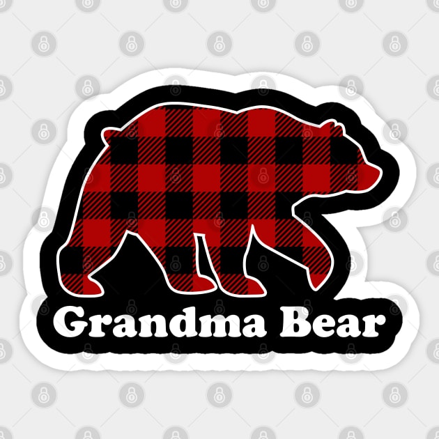 Grandma Bear Red Plaid Christmas Pajama Family Sticker by DragonTees